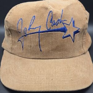 Vintage extremely rare Johnny Cash trucker-style, snap-back cap Courdroy Cotton
